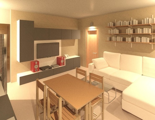 RENDERING INTERNO - vista interna soggiorno