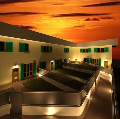 RENDERING ESTERNO - vista esterna notturna villette a schiera