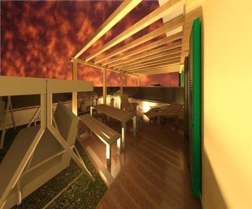 RENDERING ESTERNO - vista esterna notturna patio