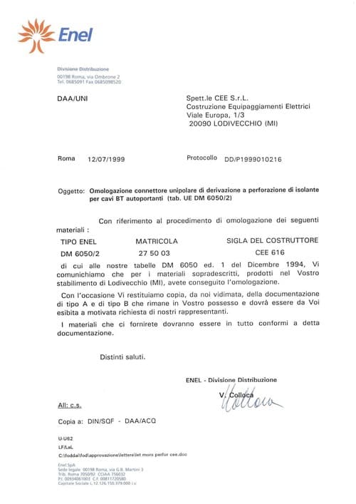 Omologazione Enel 275003