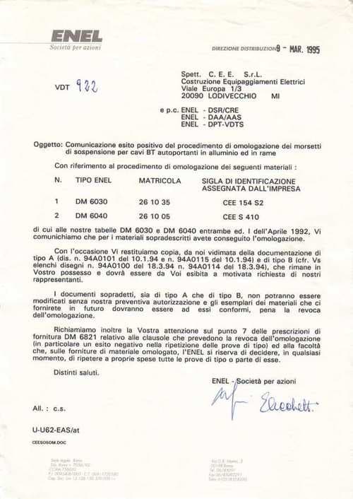 Omologazione Enel 261035 261005