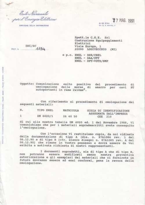 Omologazione Enel 264050