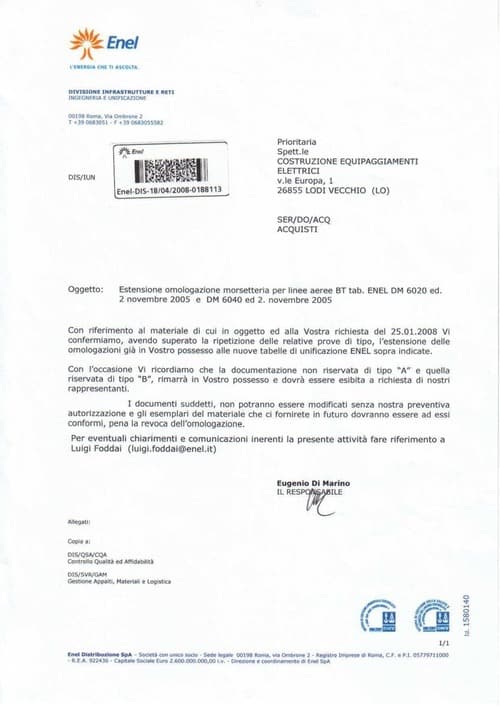 Estensione omologazione Nov 2005